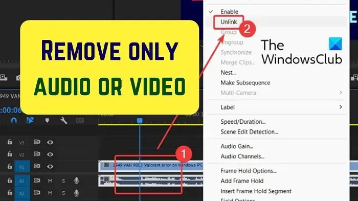 Entfernen Sie Audio aus Video ODER Video aus Audio in Premier Pro