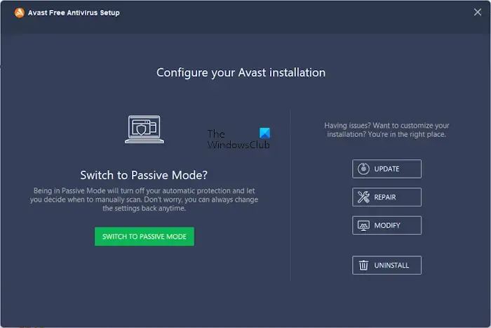 修復 Avast 防病毒軟件