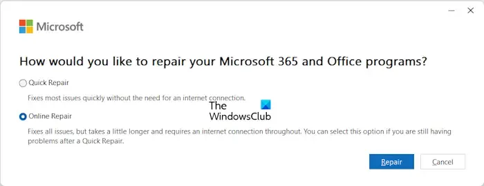 Microsoft OneNoteを修復する