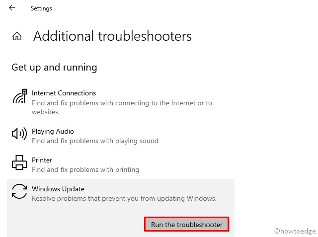 Execute a solução de problemas do Windows Update - erro de atualização 0x8024a000