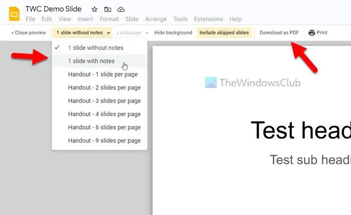 Comment télécharger Google Slides au format PDF avec les notes du conférencier