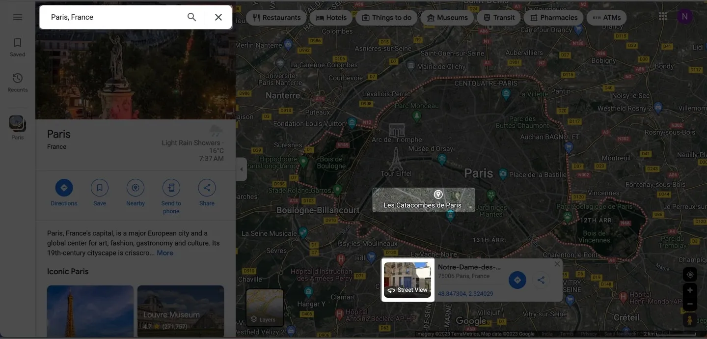 Suchen Sie nach dem Ort Ihrer Wahl und klicken Sie in Google Maps auf „Street View“.