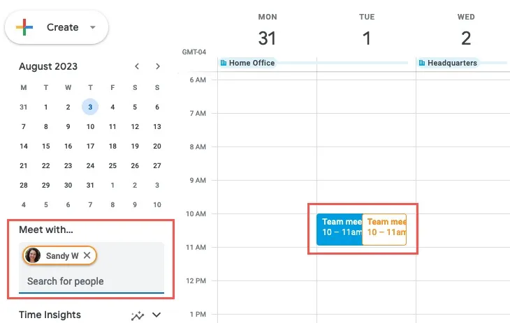 In Google Kalender nach Personen gesucht