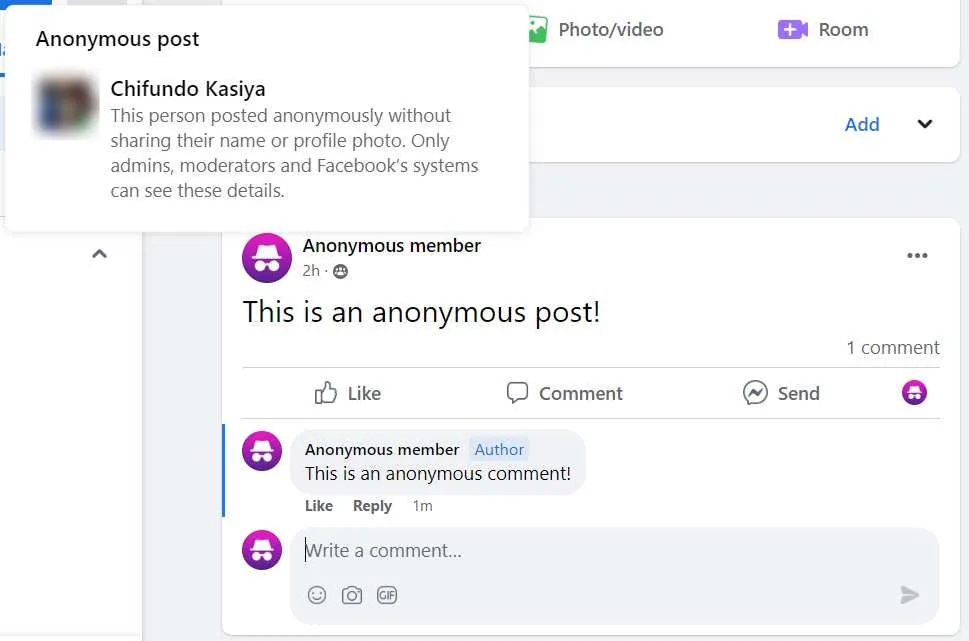 Facebook に匿名で投稿した人を確認する