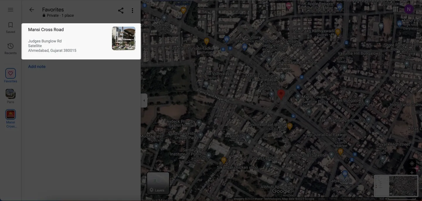Seleccione una ubicación de favoritos en Google Maps