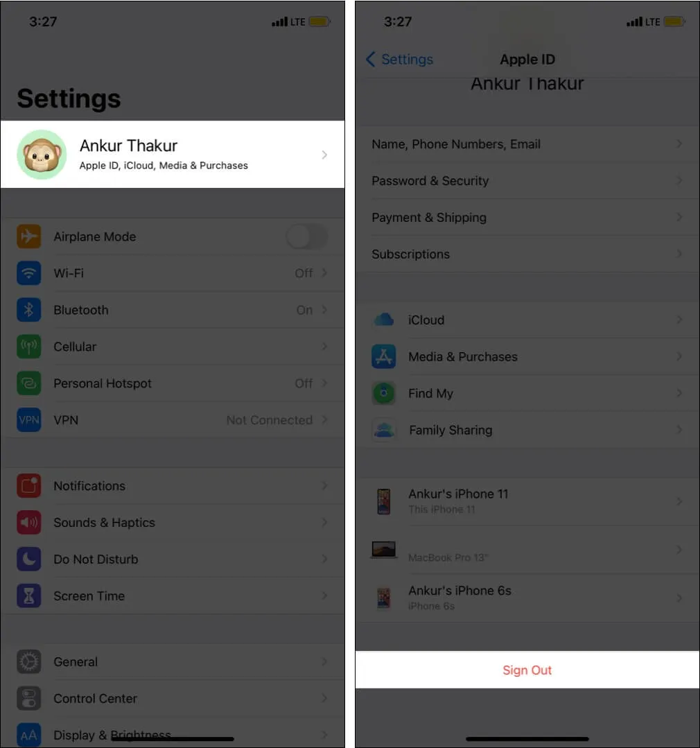 Cerrar sesión en ID de Apple en iPhone