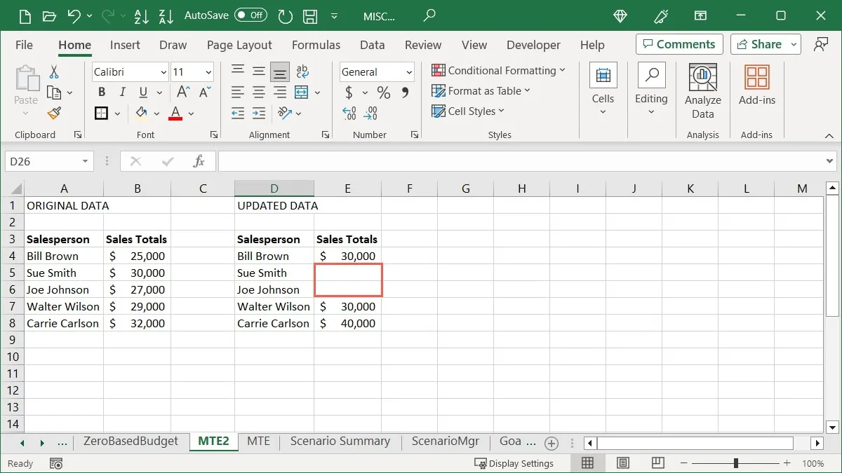 Excel 中的空單元格