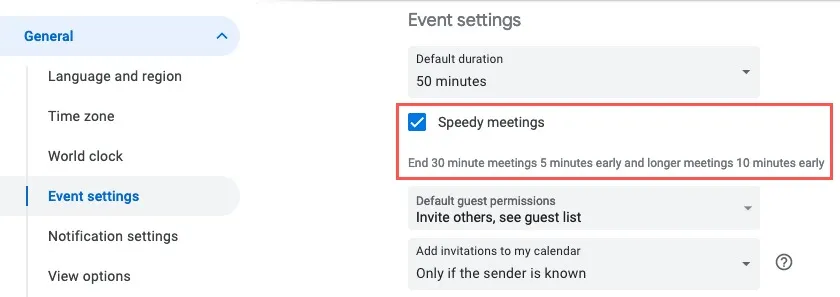 Kontrollkästchen „Schnelle Besprechungen“ in Google Kalender