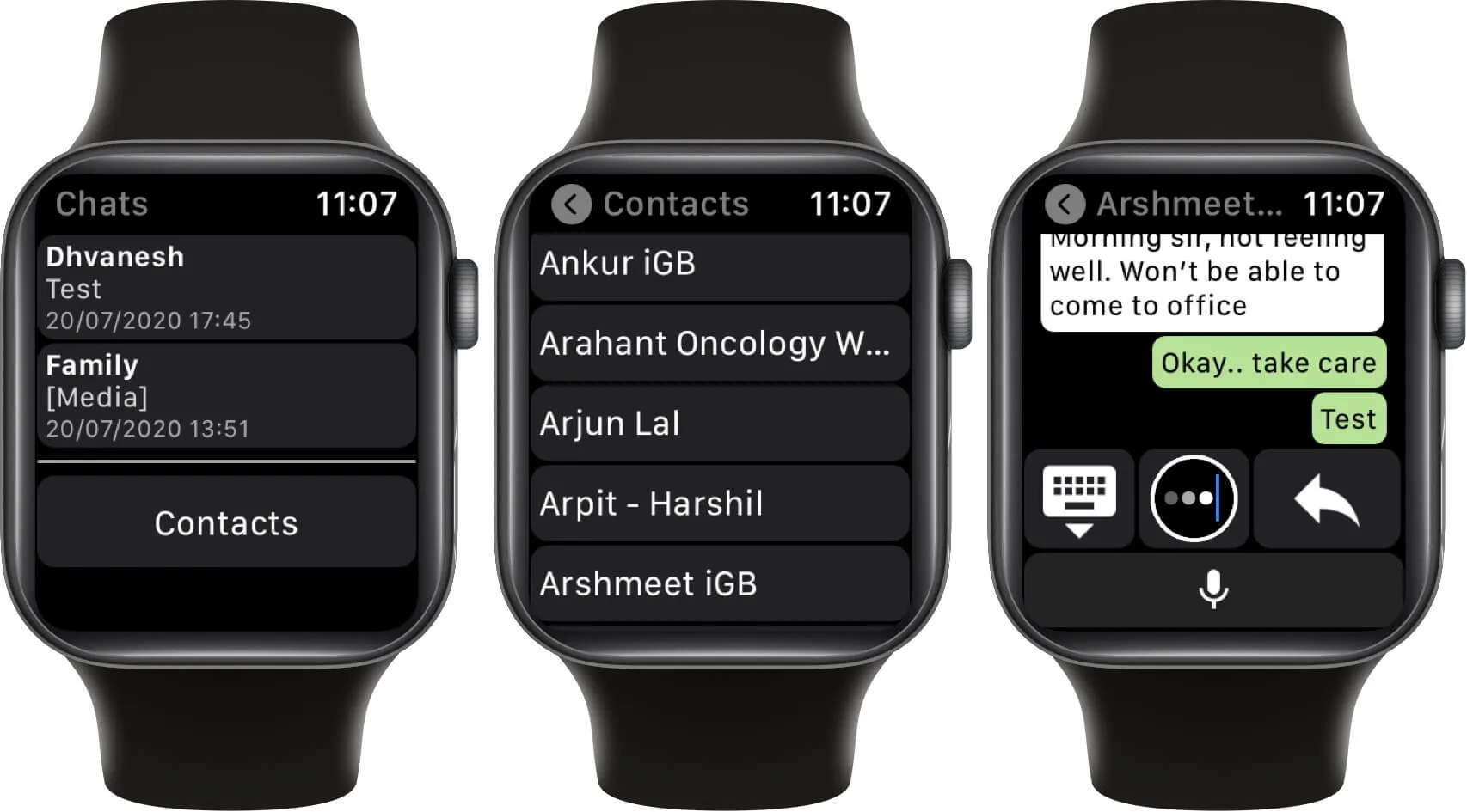 Apple Watch에서 새로운 WHATSAPP 채팅 시작