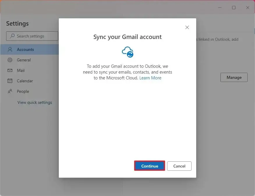 Sincronize sua conta do Gmail