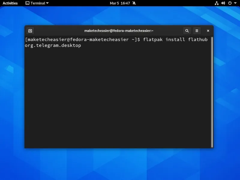 Télégramme Linux Fedora Flatpak