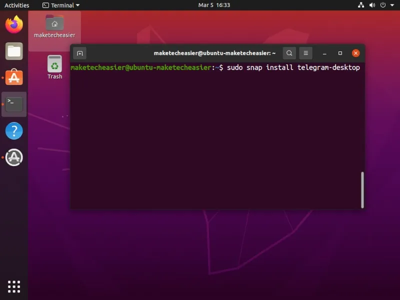 Télégramme Linux Ubuntu Snap