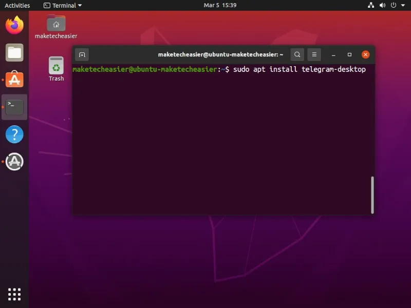 Telegram Linux Ubuntu-terminal