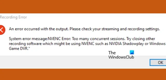 Napraw błąd OBS Studio NVENC na PC