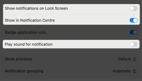 desative a exibição de notificações na tela de bloqueio, reproduza som para notificação nas configurações