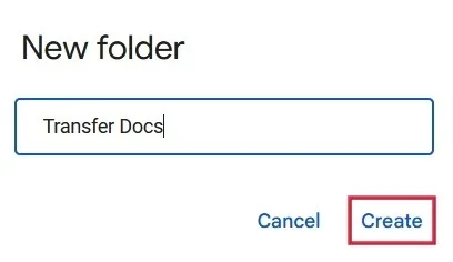 Nommer un nouveau dossier dans Google Drive pour PC.