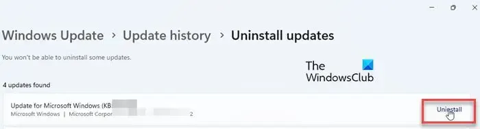 Deinstallation von Windows-Updates