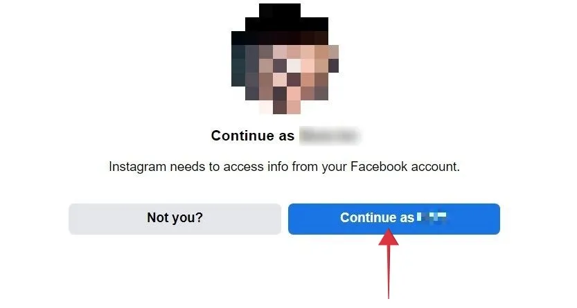 Fahren Sie mit der bestehenden Facebook-Anmeldung fort.