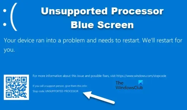 Correction de l’écran bleu du processeur non pris en charge dans Windows 11