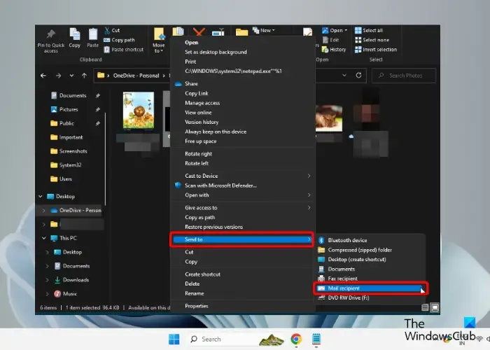 Enviar um arquivo por e-mail do Windows Explorer
