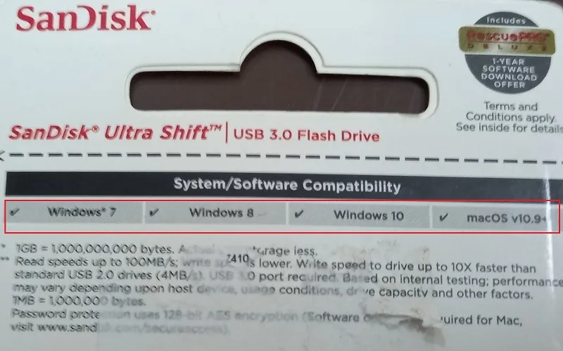 System und Software kompatibel mit dem San Disk USB 3.0-Modell