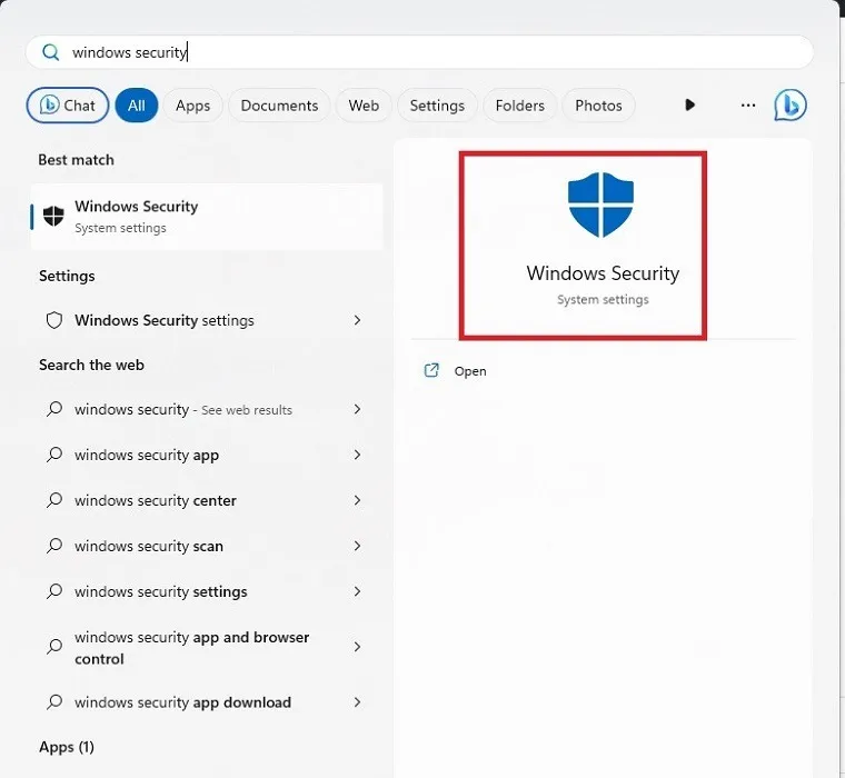 [スタート] メニューから Windows セキュリティを開きます。