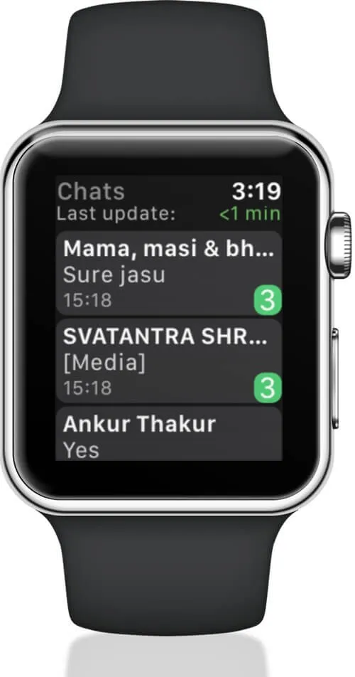 Apple Watch에서 WhatsApp 채팅 보기