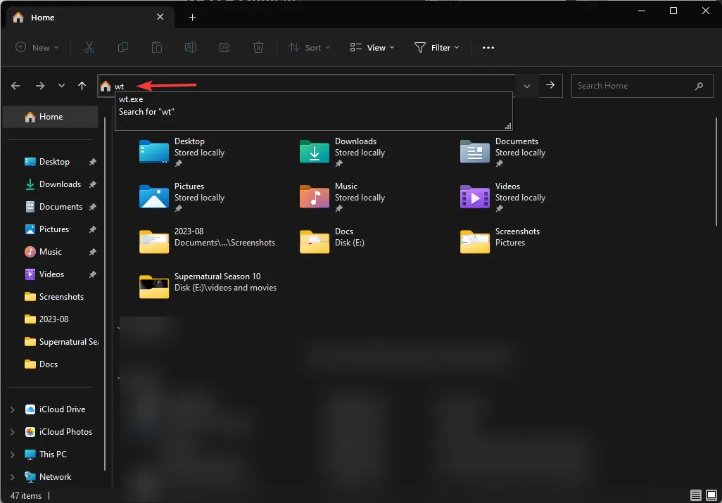 use o File Explorer para abrir o terminal windows 11
