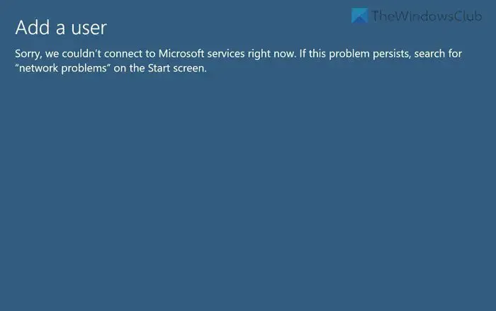 Nous n'avons pas pu nous connecter aux services Microsoft pour le moment