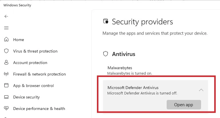 O que causa o erro interno do agendador de vídeo Windows Security Virus Provider App