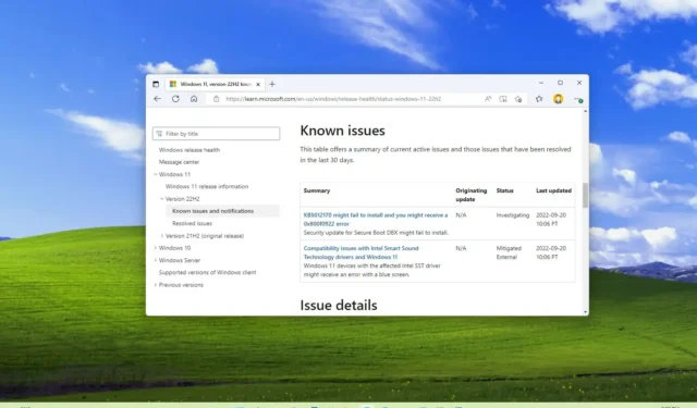 Problemas conhecidos do Windows 11 22H2 bloqueando a atualização