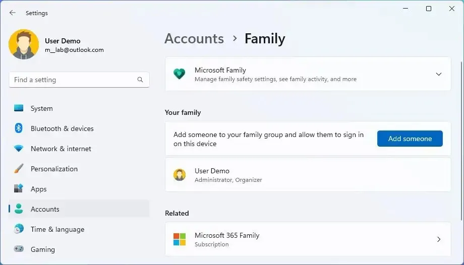 Konta rodzinne w systemie Windows 11