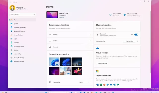 L’app Impostazioni ottiene la nuova “Home” con schede interattive su Windows 11 23H2