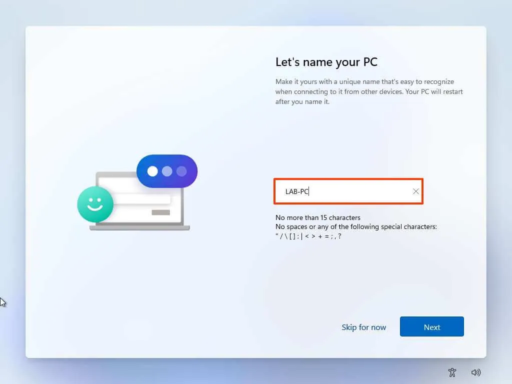 Windows 11 OOBE-Name PC