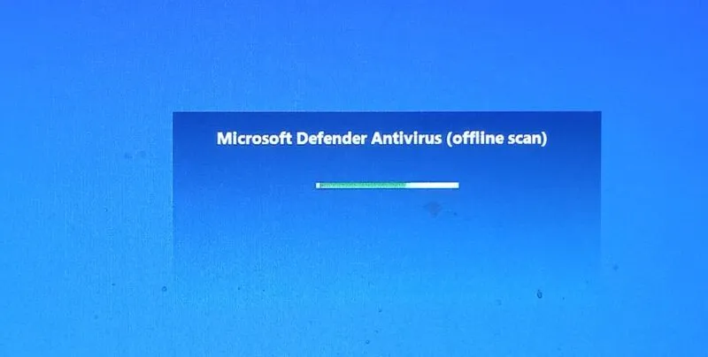 Varredura offline do Microsoft Defender Antivirus em ação.