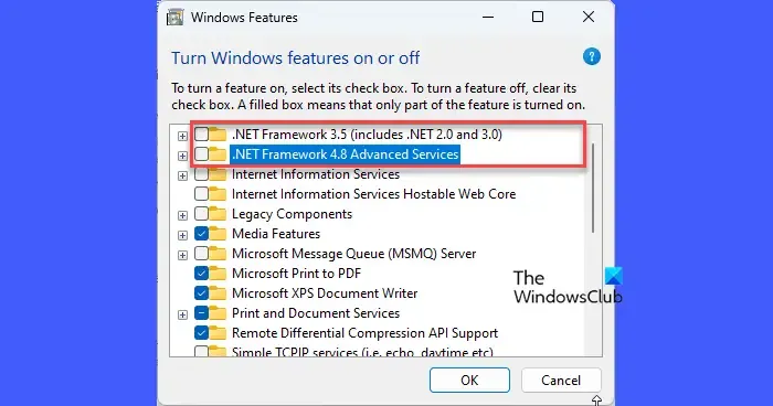 Recursos opcionais do Windows