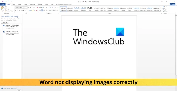 Word no muestra las imágenes correctamente