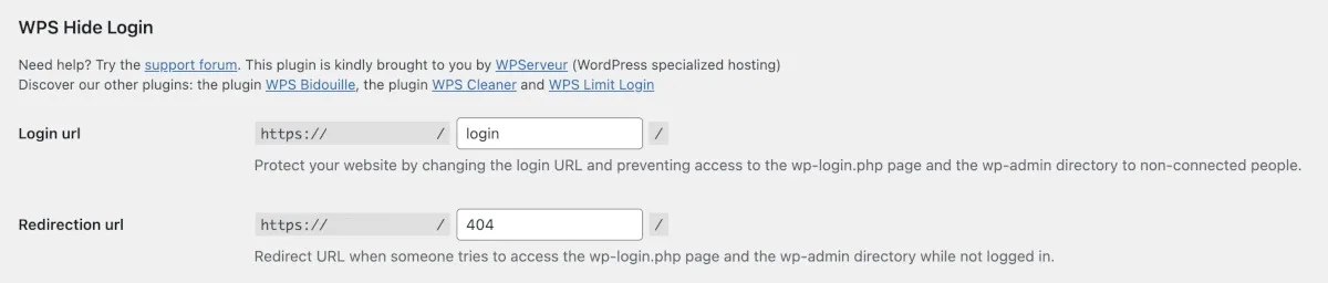 Impostazioni WordPress Generali Wps Nascondi Login
