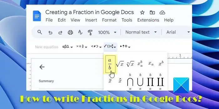 Escreva frações no Google Docs