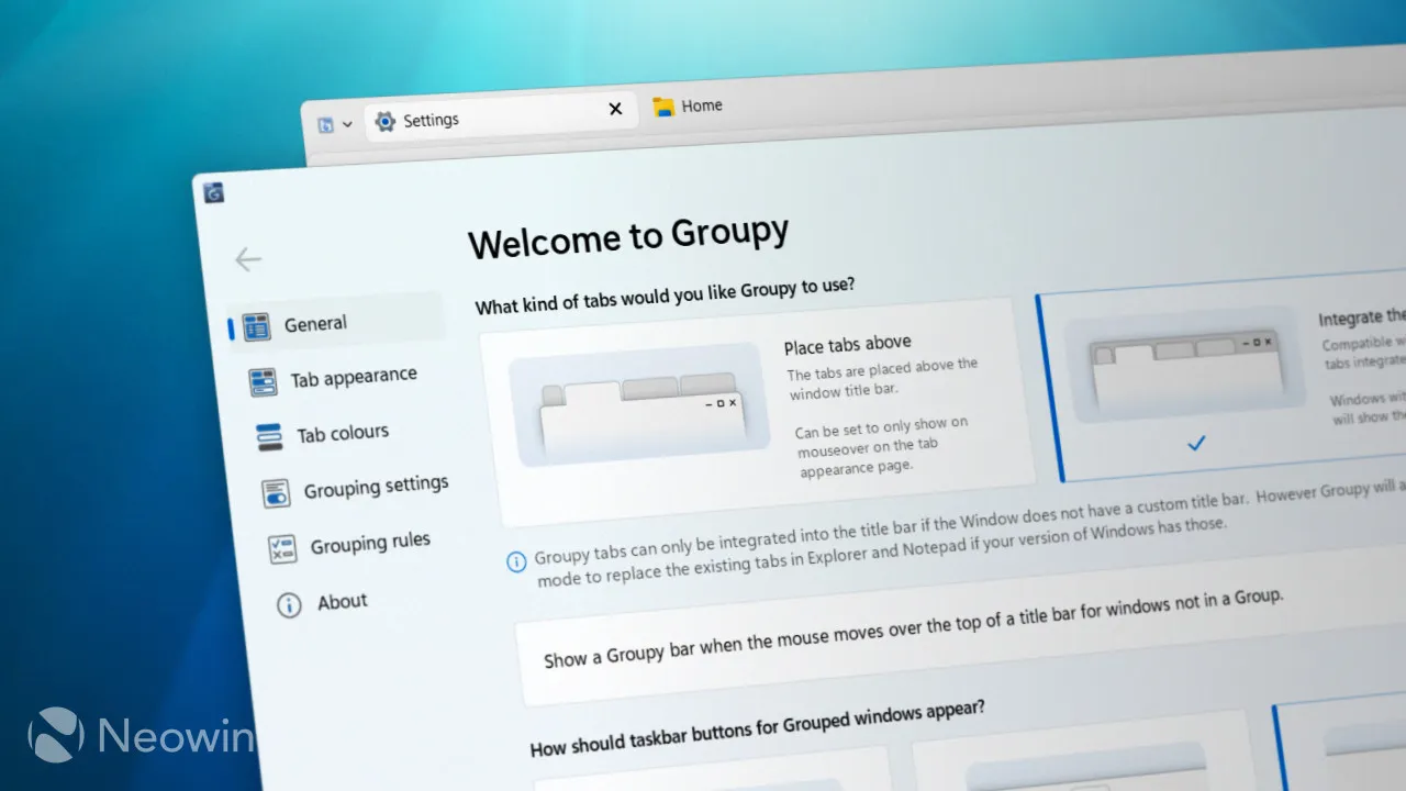 Uno screenshot di Groupy 2 in esecuzione su Windows 11