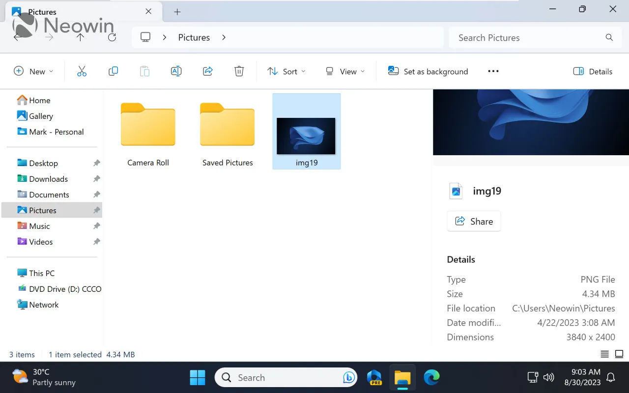 Een screenshot van Windows 11s File Explorer met het bijgewerkte detailvenster