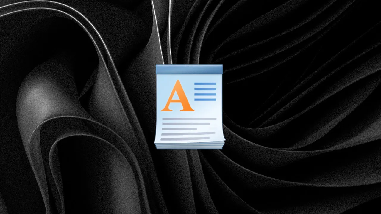 Un'icona di WordPad con uno sfondo scuro