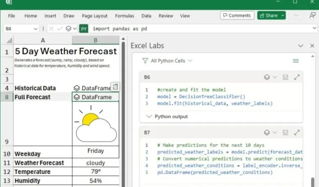 Microsoft 從 Excel Labs 推出實驗性 Python 編輯器