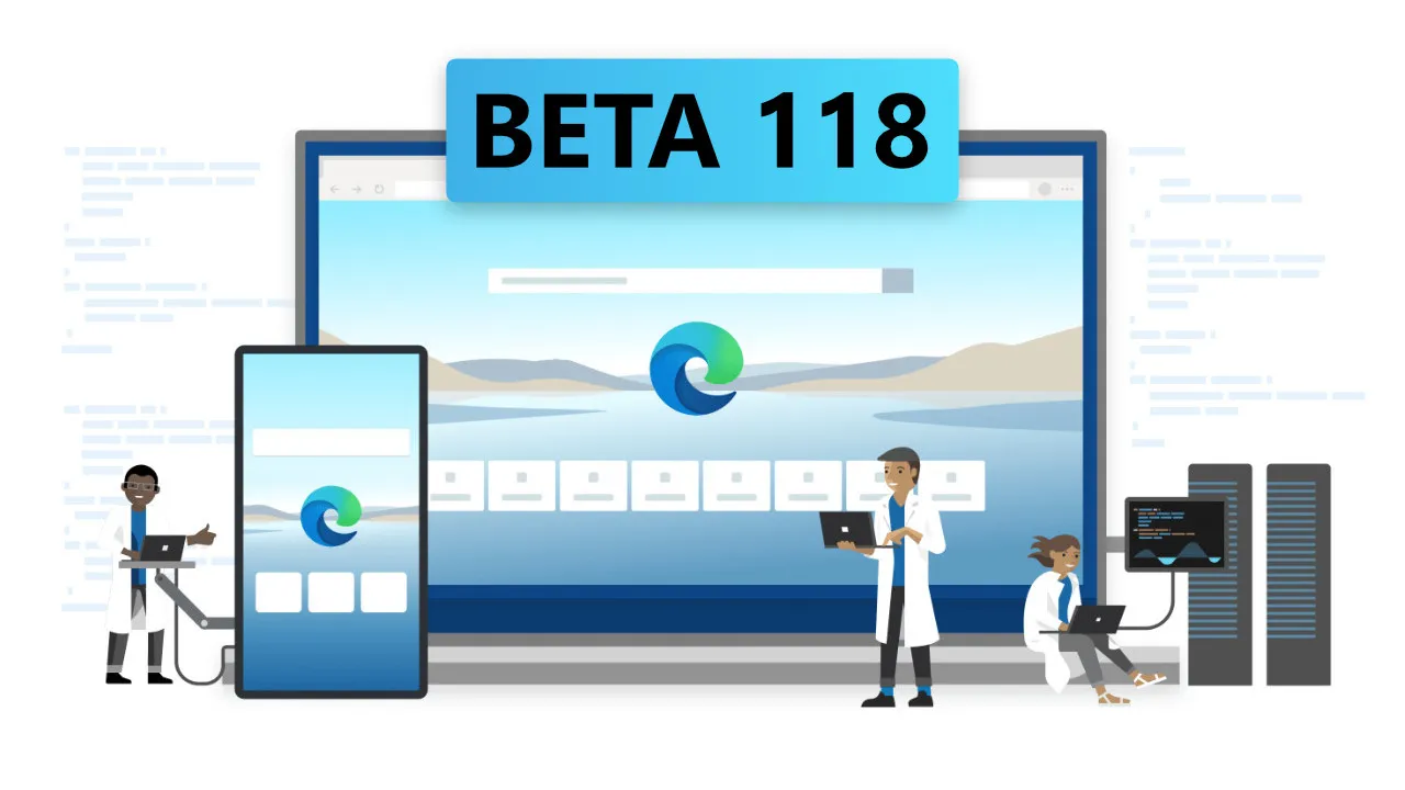 Uma imagem mostrando pessoas trabalhando no Edge 118 Beta