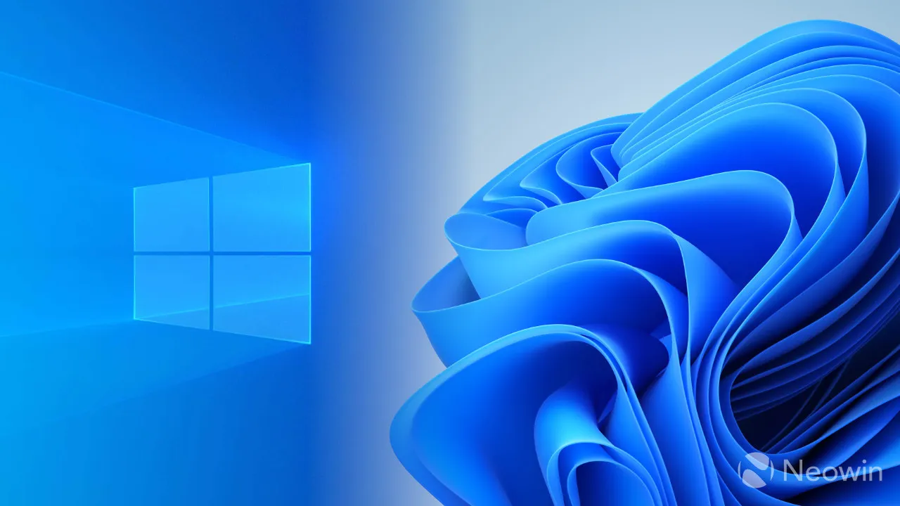 Uma imagem com a combinação de papéis de parede de ações do Windows 10 e Windows 11