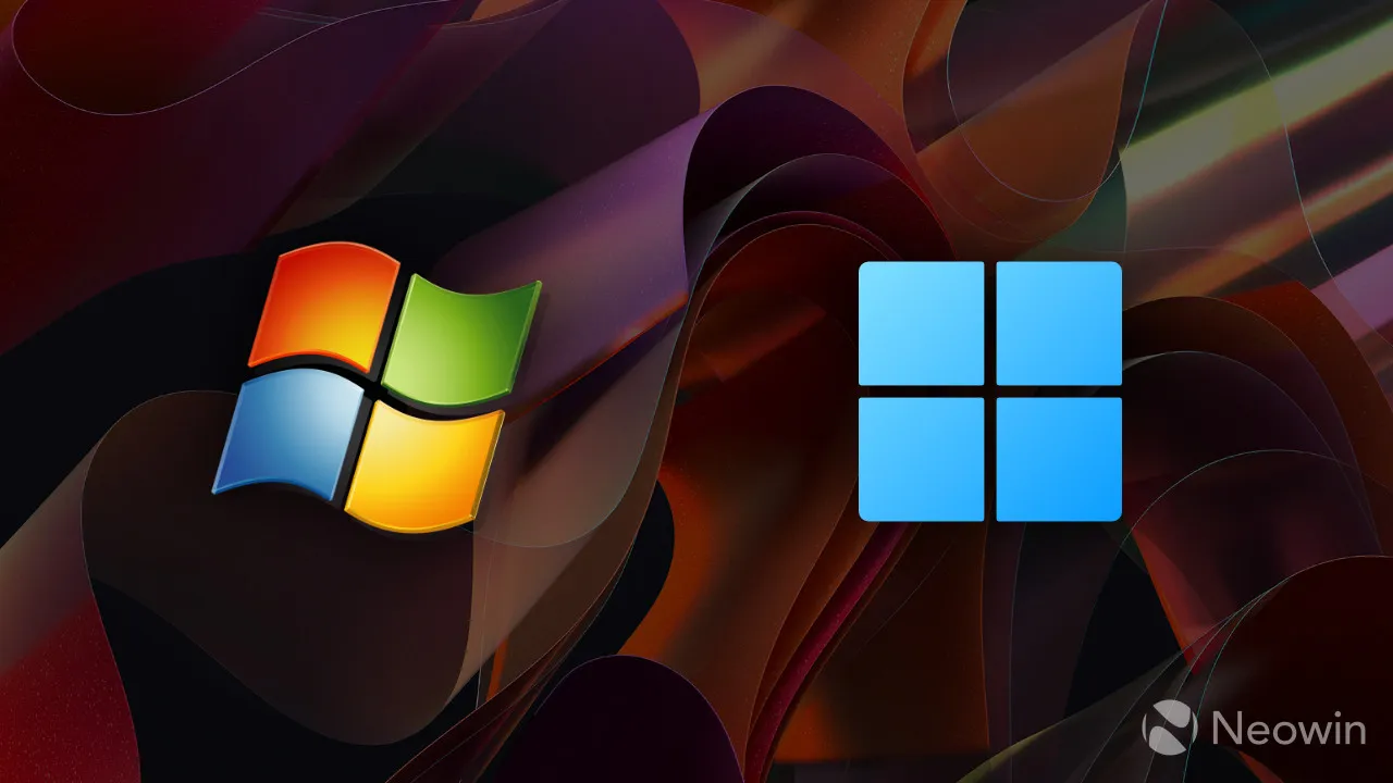 Een Windows 7-logo naast Windows 11