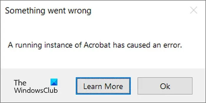 Działająca instancja programu Acrobat spowodowała błąd