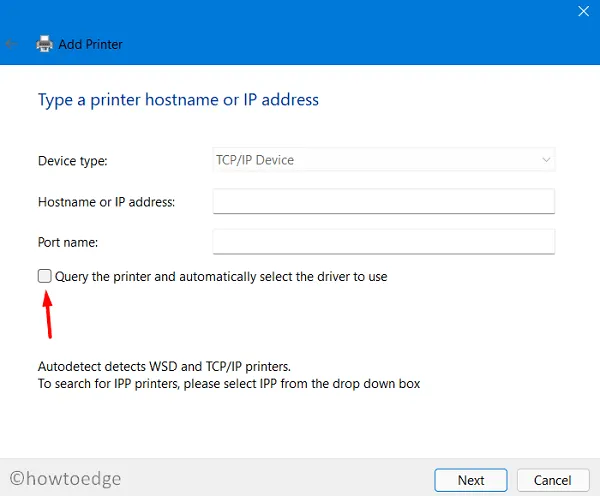 Een printer toevoegen op Windows 11 - Schakel het selectievakje uit