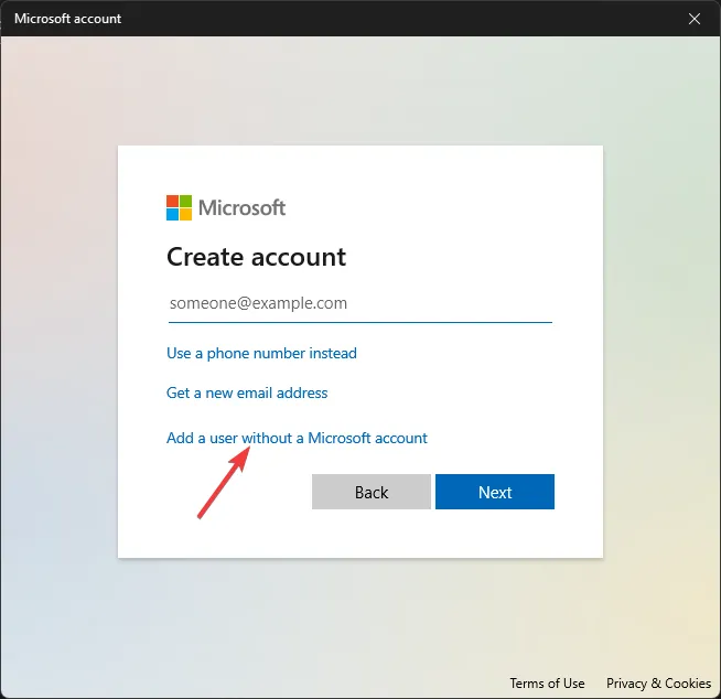 Aggiungi un utente senza account Microsoft