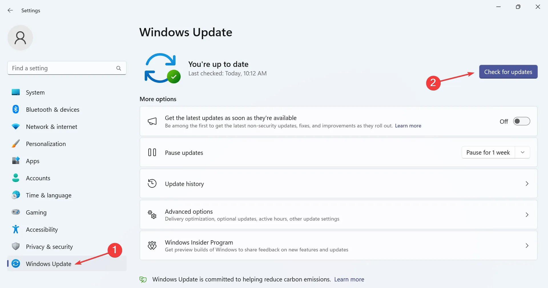 busque actualizaciones para arreglar el primer plano del explorador de Windows 11